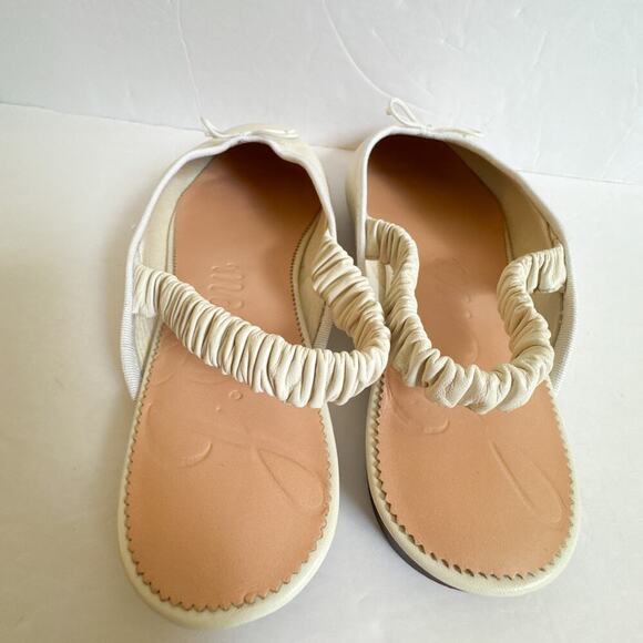 J.Crew Zoe Ballet Scrunchy Slingback Flats Ivory Leather Size 10.5 - Picture 6 of 12